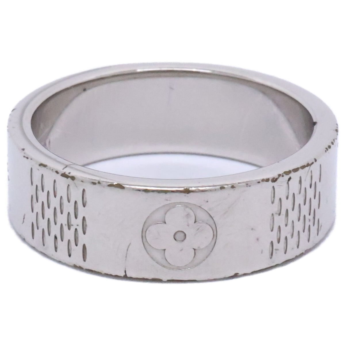 LOUIS VUITTON Damier Staple Thin Ring Silver Size JP 20