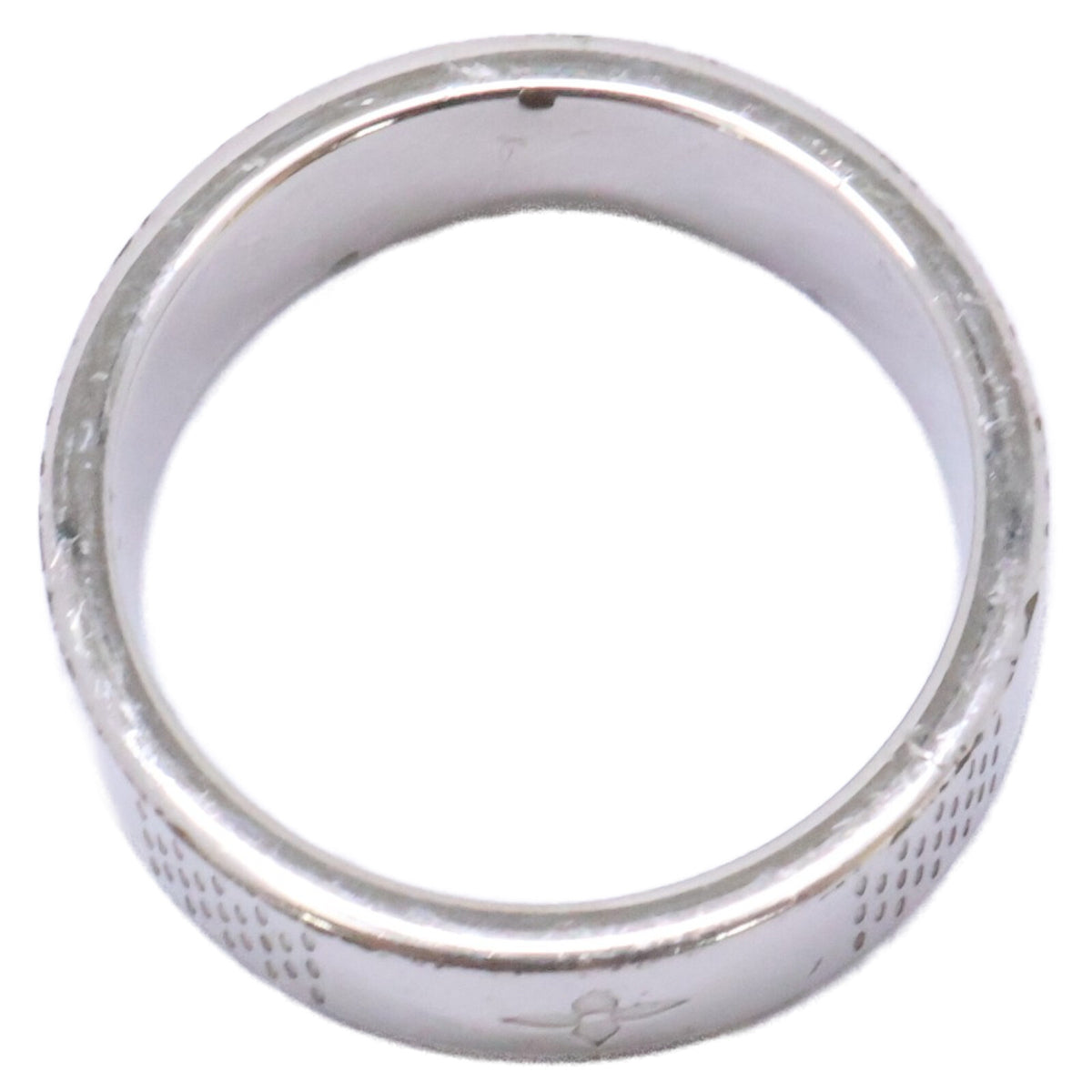 LOUIS VUITTON Damier Staple Thin Ring Silver Size JP 20