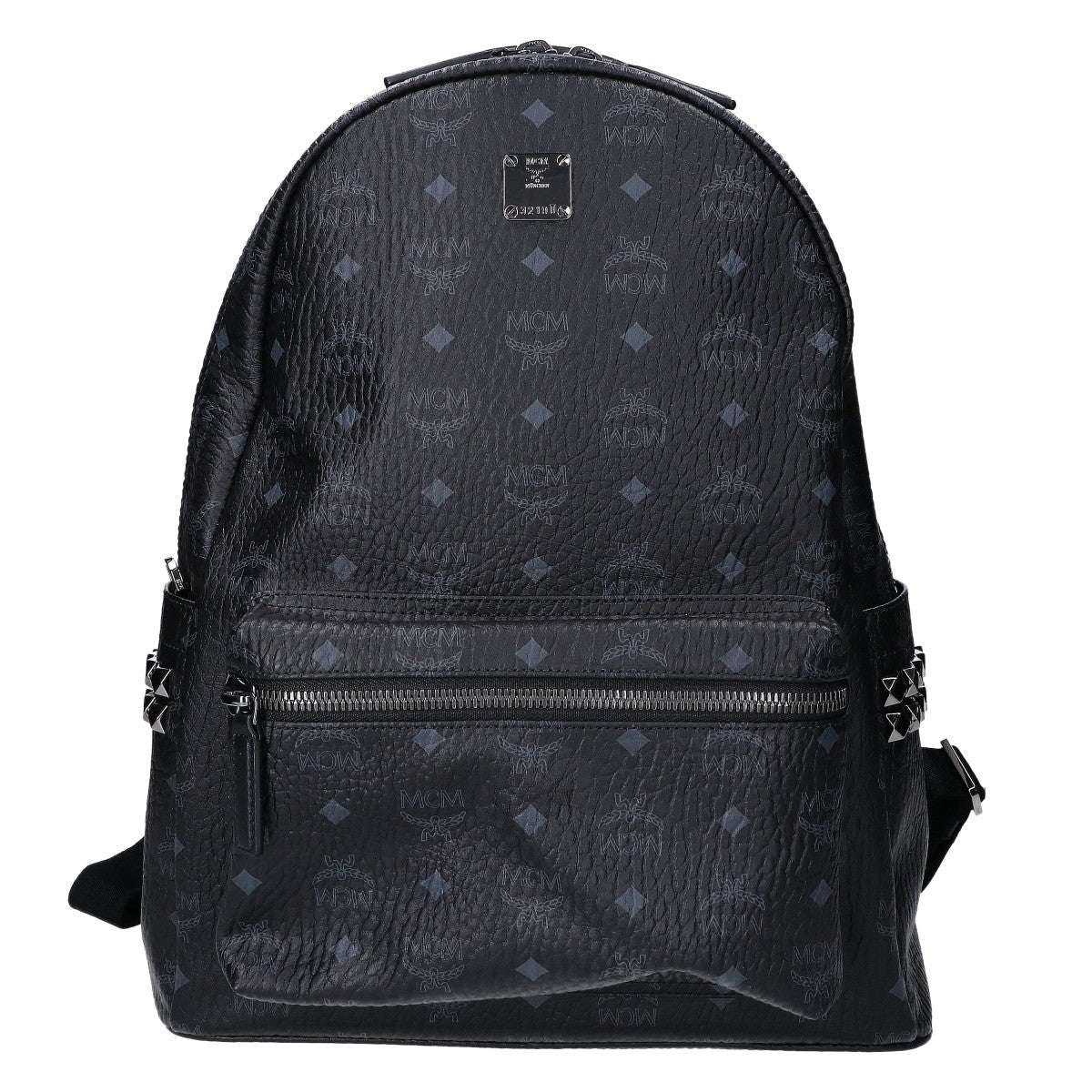 MCM Visetos Side Studs Leather Backpack Black