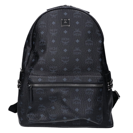 MCM Visetos Side Studs Leather Backpack Black