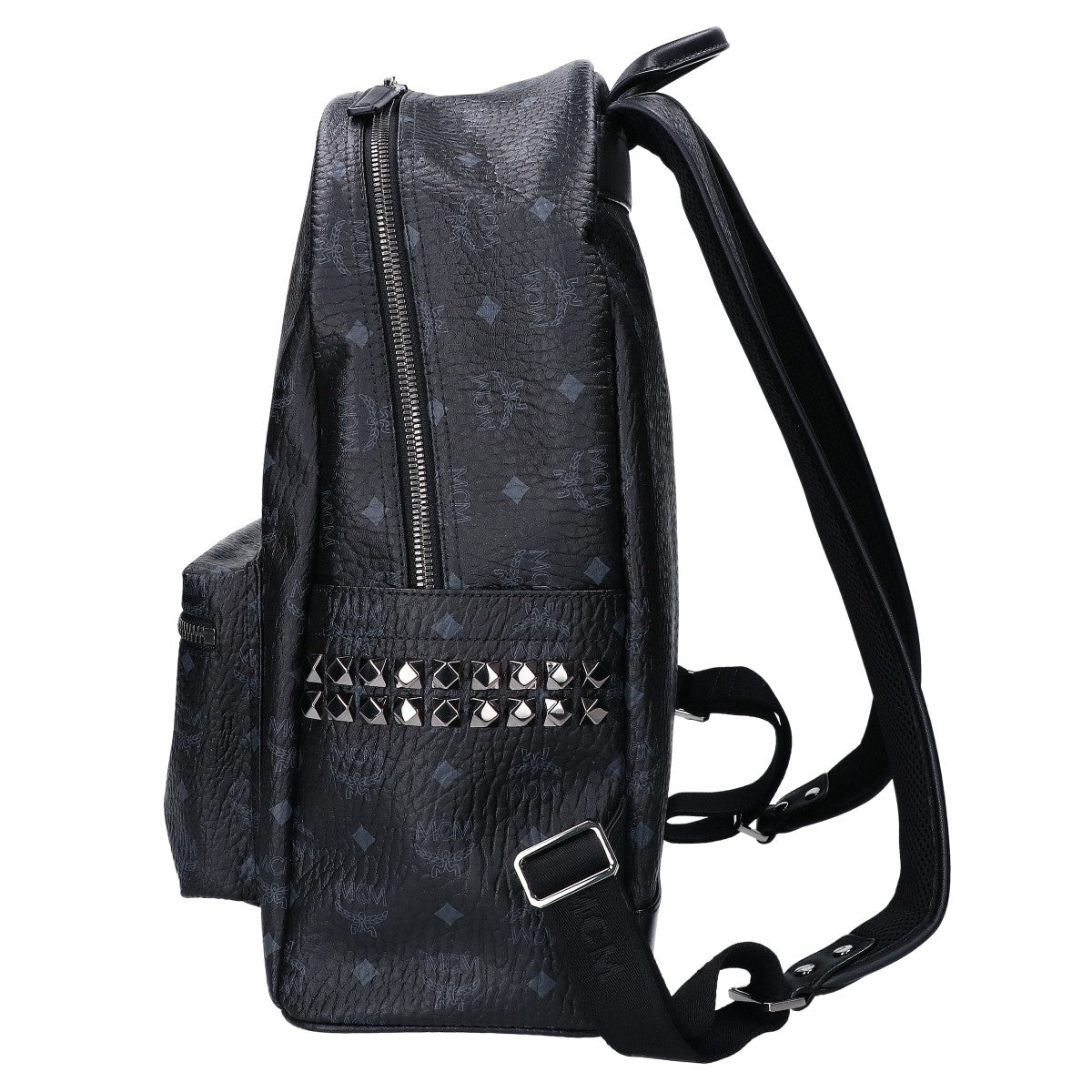 MCM Visetos Side Studs Leather Backpack Black