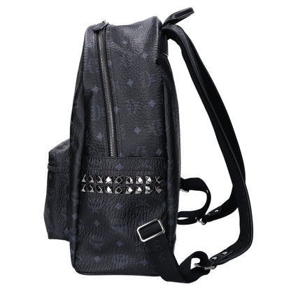 MCM Visetos Side Studs Leather Backpack Black
