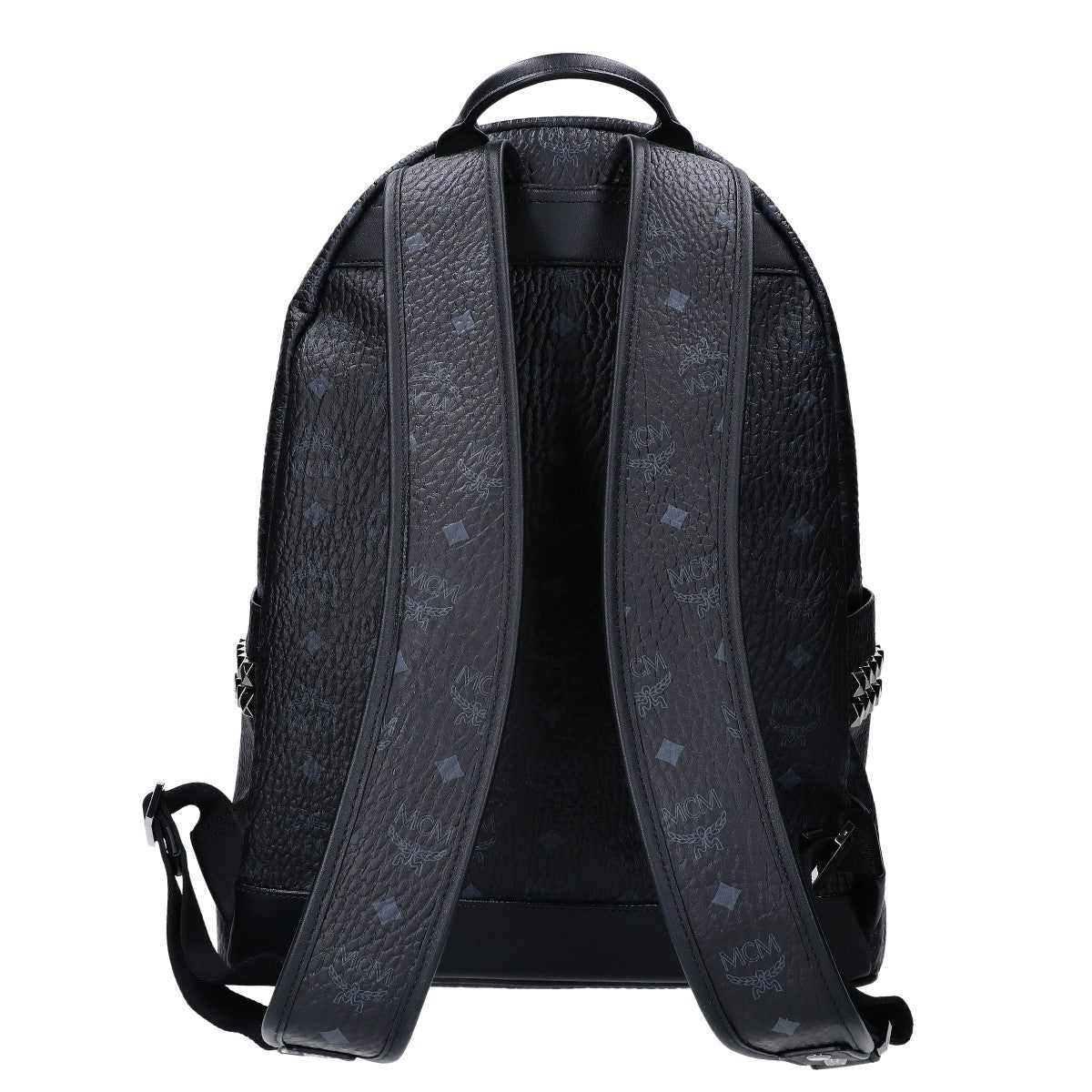 MCM Visetos Side Studs Leather Backpack Black