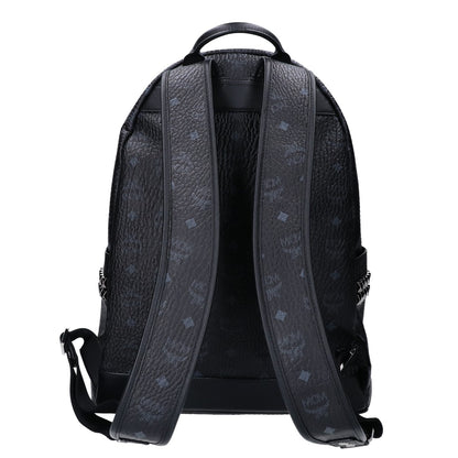 MCM Visetos Side Studs Leather Backpack Black
