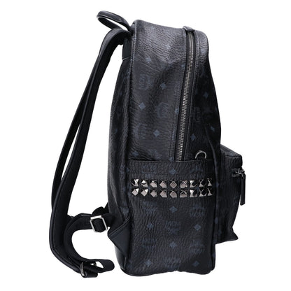 MCM Visetos Side Studs Leather Backpack Black