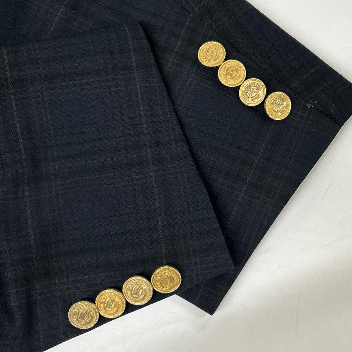 Burberry's Navy Check Wool Mohair Breasted Blazer Jacket Size AB5