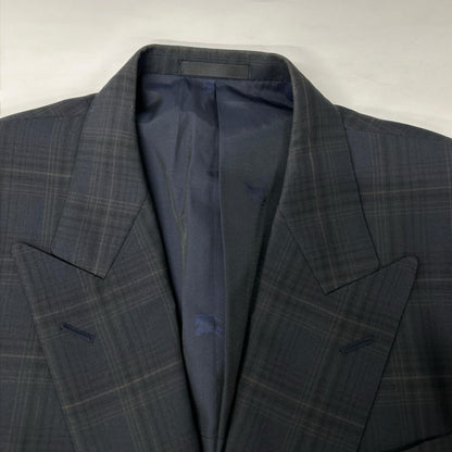 Burberry's Navy Check Wool Mohair Breasted Blazer Jacket Size AB5