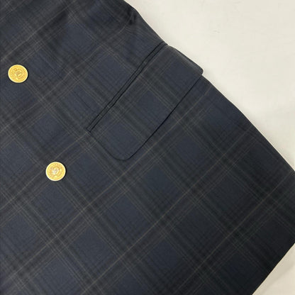 Burberry's Navy Check Wool Mohair Breasted Blazer Jacket Size AB5