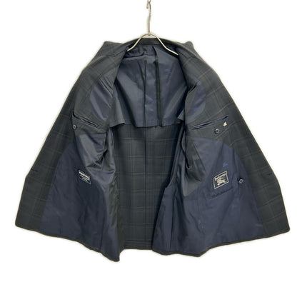 Burberry's Navy Check Wool Mohair Breasted Blazer Jacket Size AB5