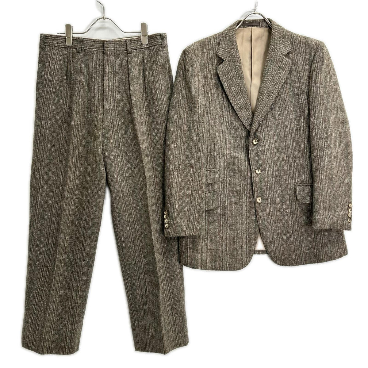 Burberry's Gray Check Tweed Single Jacket Size AB5