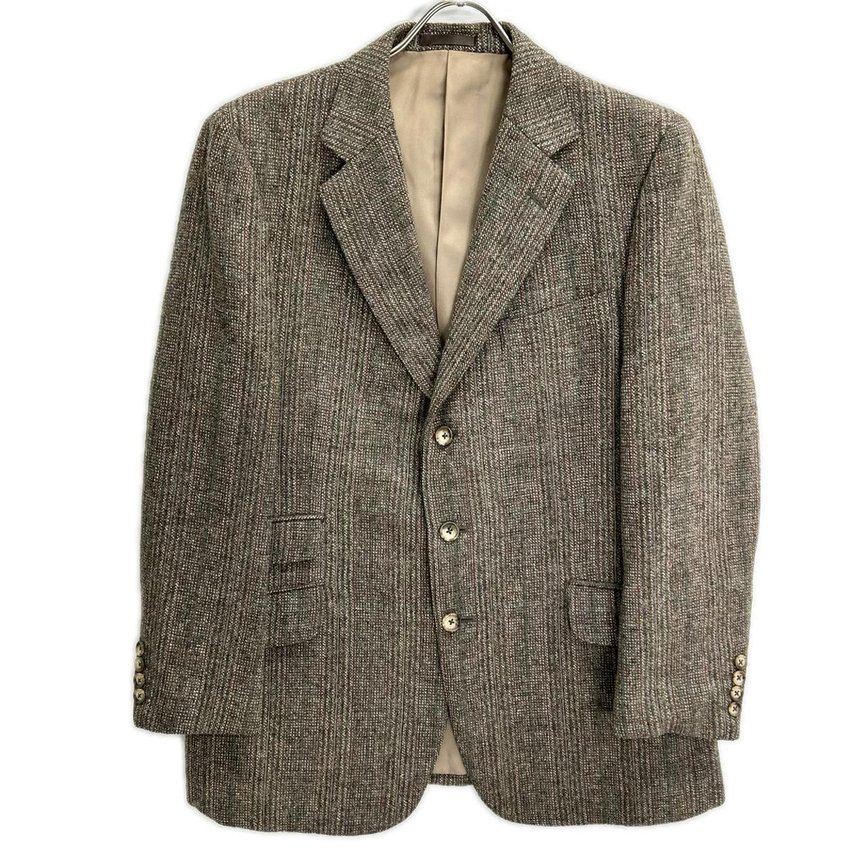 Burberry's Gray Check Tweed Single Jacket Size AB5