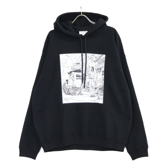 Lacoste xONE PIECE Black Front Cover Print Hoodie Size 6