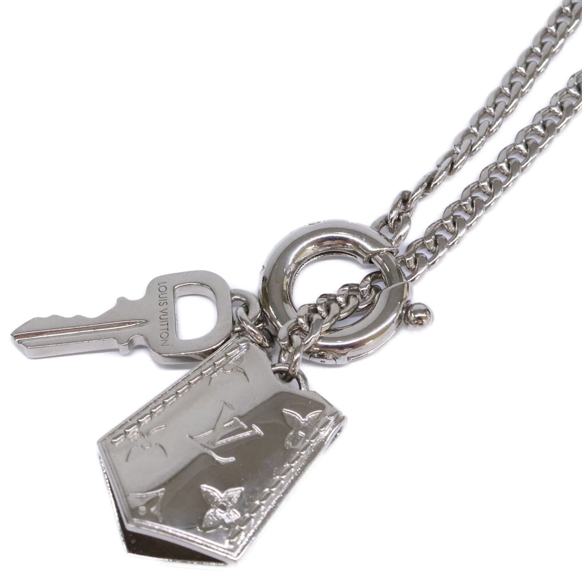 LOUIS VUITTON LV Tag Necklace Silver