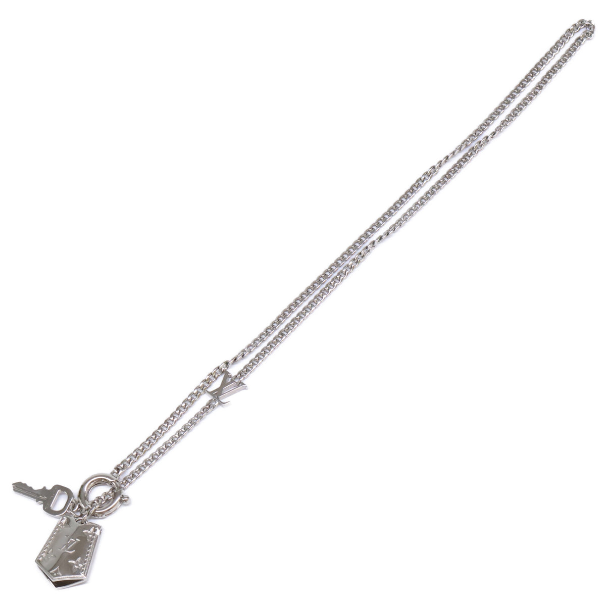 LOUIS VUITTON LV Tag Necklace Silver