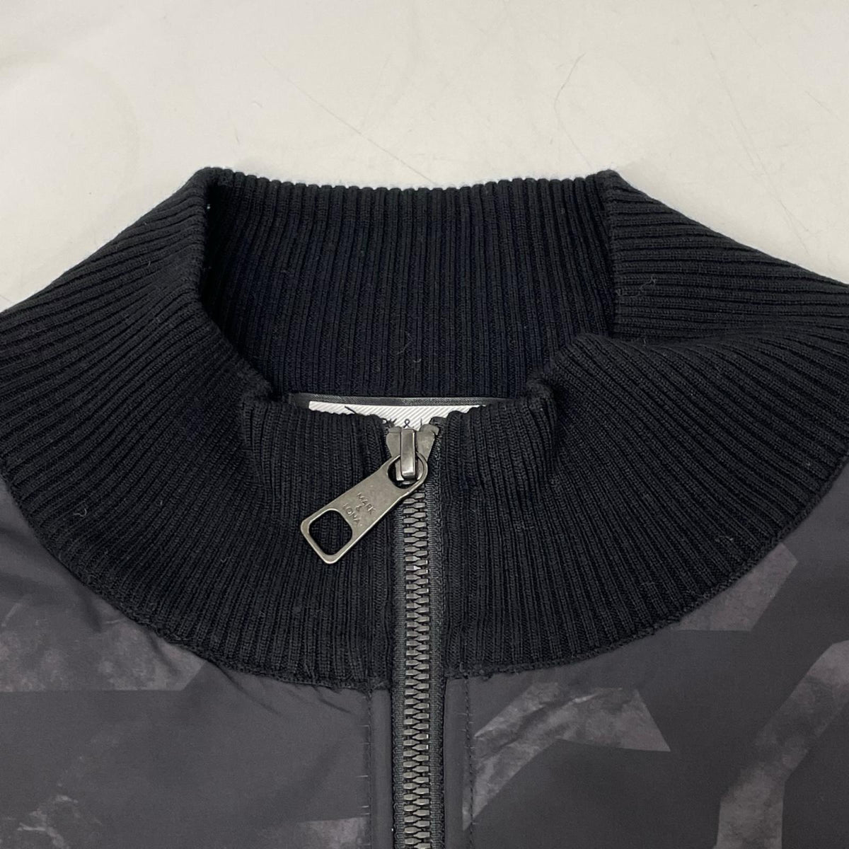 MARK&LONA Black Wool Combi Zip Knit Jacket Size 50