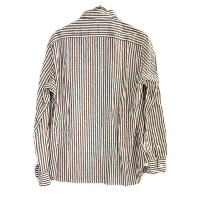 BORRELLI Brown Linen Blend Stripe Shirt Size 42