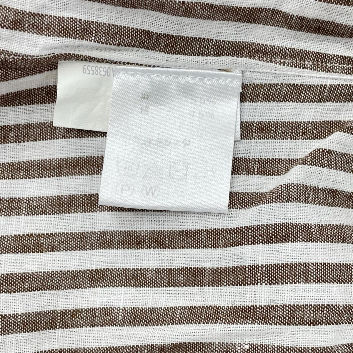 BORRELLI Brown Linen Blend Stripe Shirt Size 42