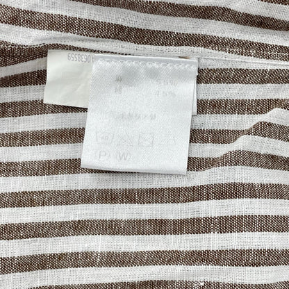 BORRELLI Brown Linen Blend Stripe Shirt Size 42
