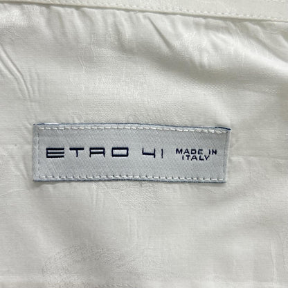 ETRO White Cotton All-Over Pattern Sleeve Shirt Size 41