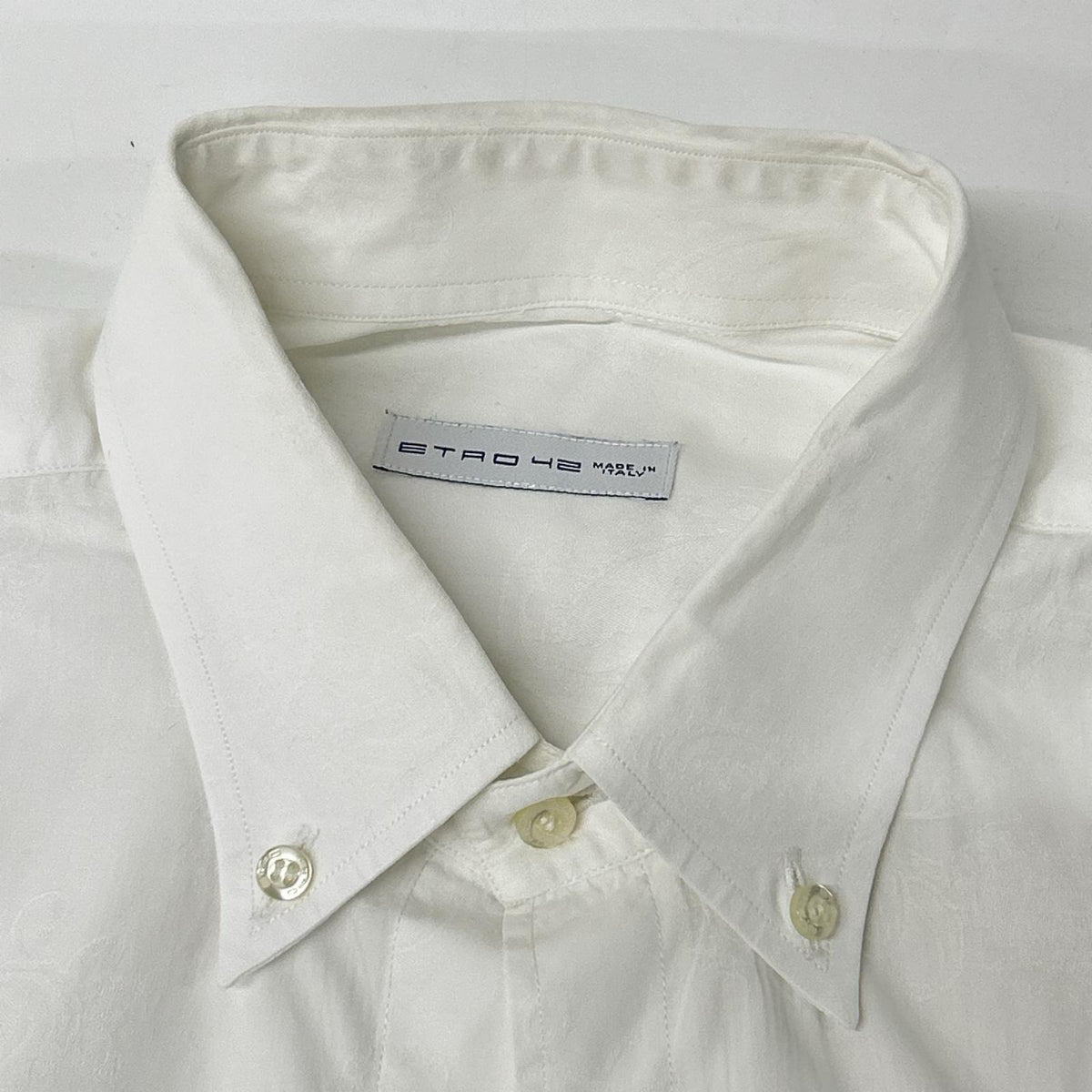 ETRO White Cotton Paisley Dress Shirt Size 42