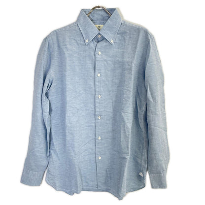 BORRELLI Sky Blue Linen Blend Dress Shirt Size 42