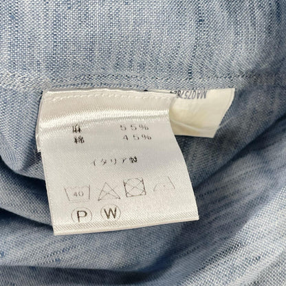 BORRELLI Sky Blue Linen Blend Dress Shirt Size 42