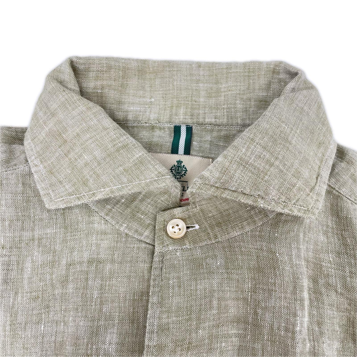 BORRELLI Khaki Linen Dress Shirt Size XL