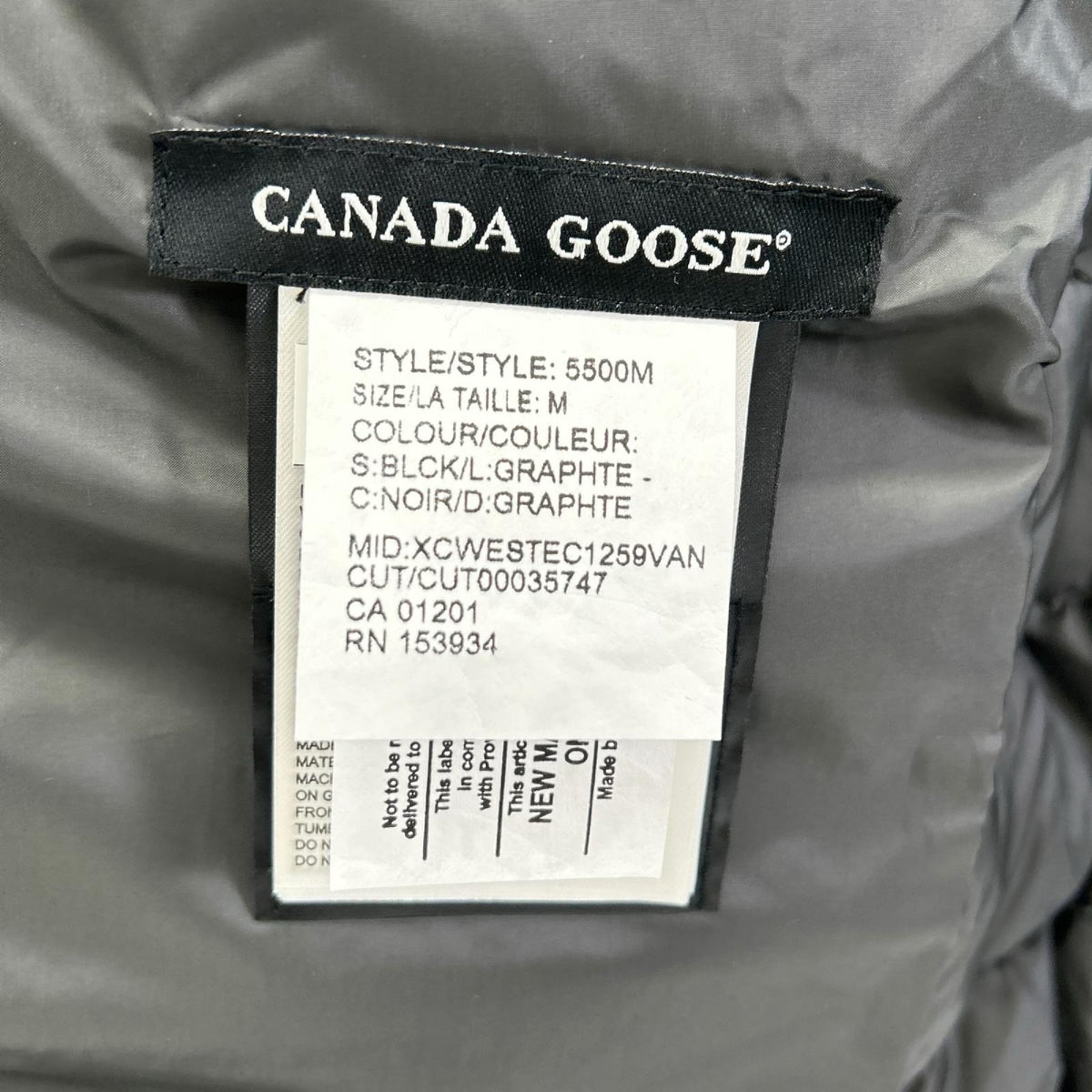 CANADA GOOSE 5500M Black Brookvale Down Jacket Size M/M
