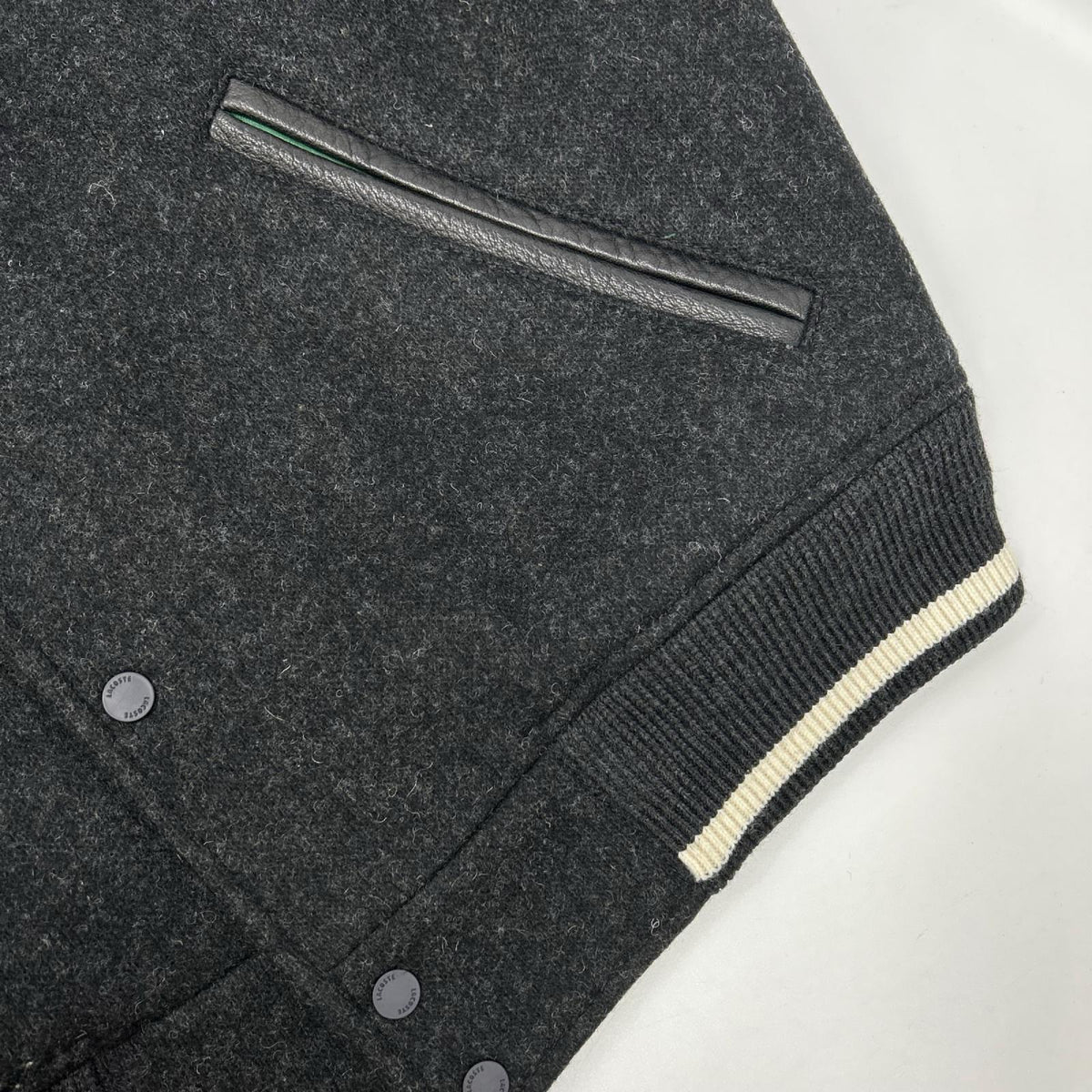 Lacoste Black Teddy Collage Wool Jacket Size 180