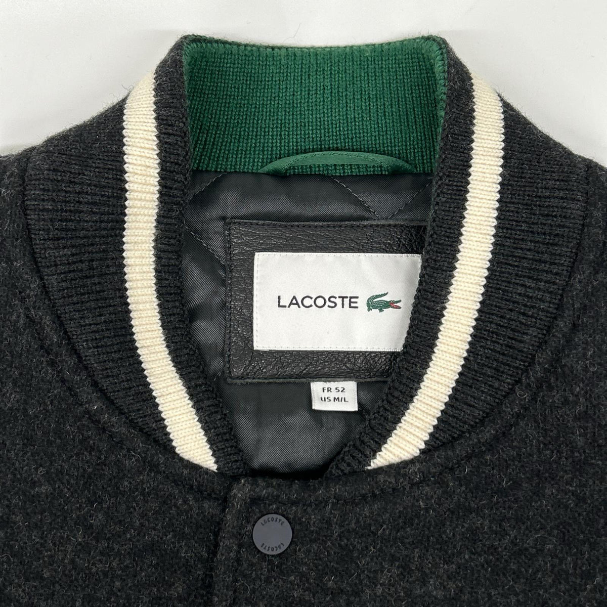 Lacoste Black Teddy Collage Wool Jacket Size 180