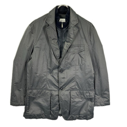 ARMANICOLLEZIONI Pinstripe Zip-Up Blazer Gray Jacket Size 50