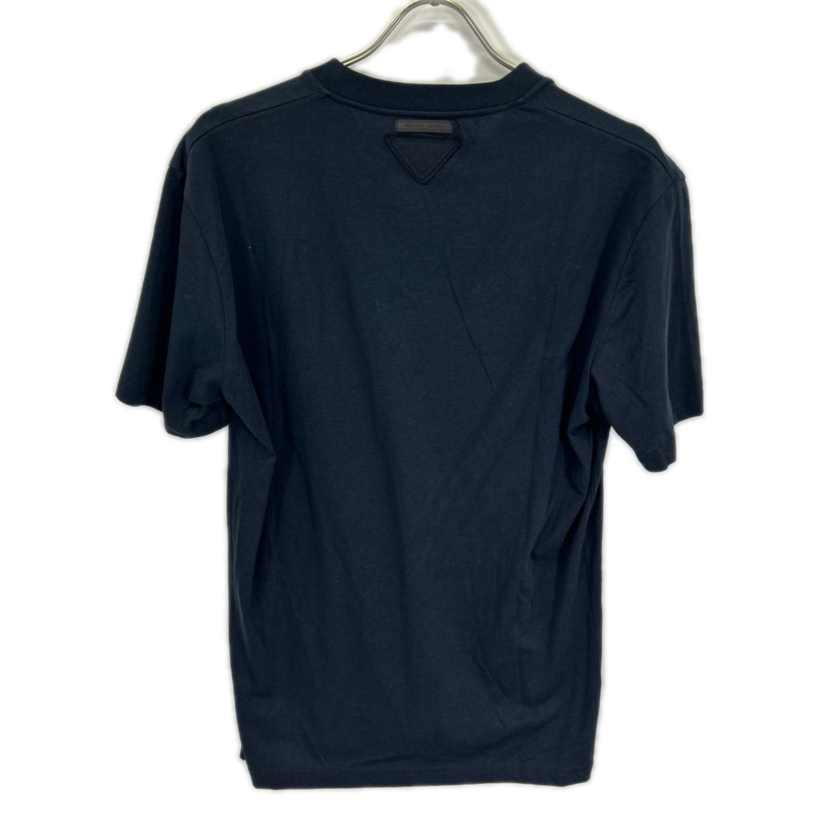 PRADA UJM493 Triangle Logo V-Neck T-Shirt Navy