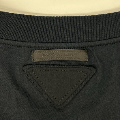 PRADA UJM493 Triangle Logo V-Neck T-Shirt Navy