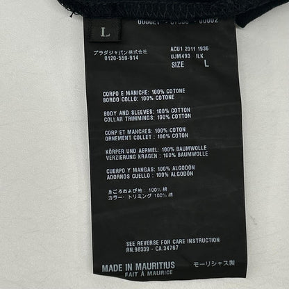 PRADA UJM493 Triangle Logo V-Neck T-Shirt Navy