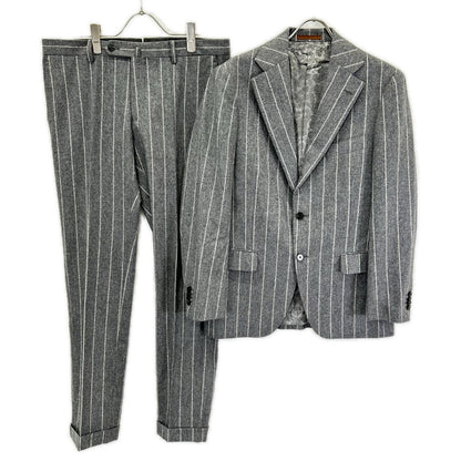 UNIVERSAL LANGUAGE Gray Stripe Canonico Wool Suit Size 48