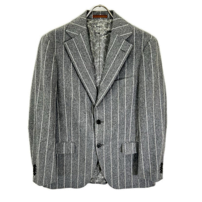 UNIVERSAL LANGUAGE Gray Stripe Canonico Wool Suit Size 48