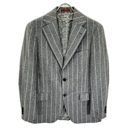 UNIVERSAL LANGUAGE Gray Stripe Canonico Wool Suit Size 48