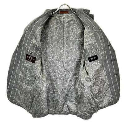 UNIVERSAL LANGUAGE Gray Stripe Canonico Wool Suit Size 48