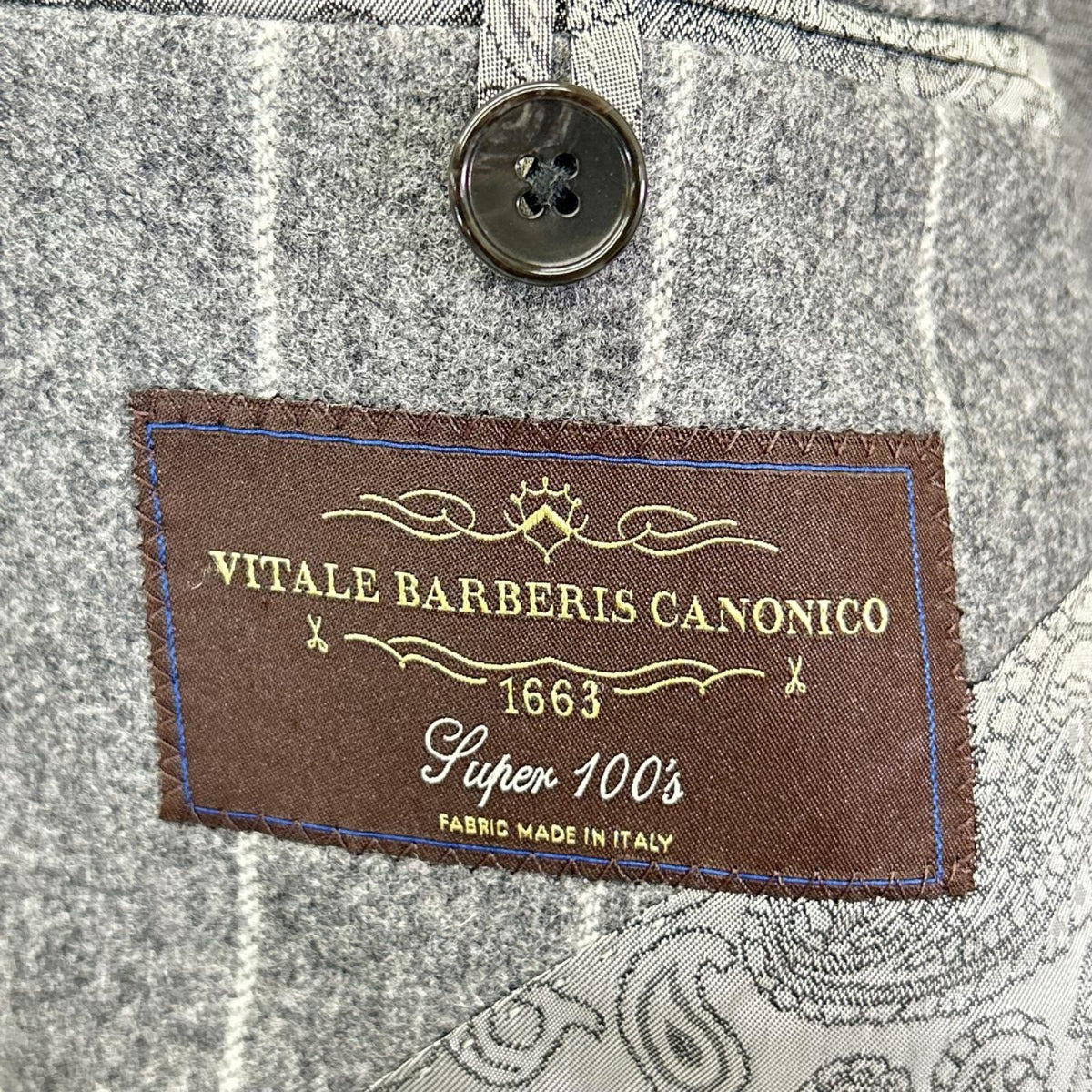 UNIVERSAL LANGUAGE Gray Stripe Canonico Wool Suit Size 48
