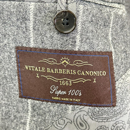 UNIVERSAL LANGUAGE Gray Stripe Canonico Wool Suit Size 48