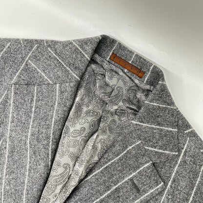 UNIVERSAL LANGUAGE Gray Stripe Canonico Wool Suit Size 48