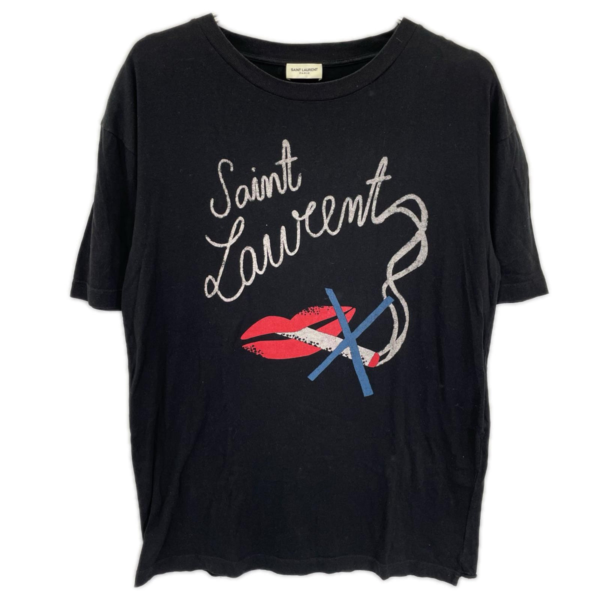 SAINT LAURENT PARIS No Smoking Lip T-Shirt Black Size XS