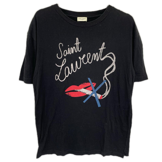 SAINT LAURENT PARIS No Smoking Lip T-Shirt Black Size XS