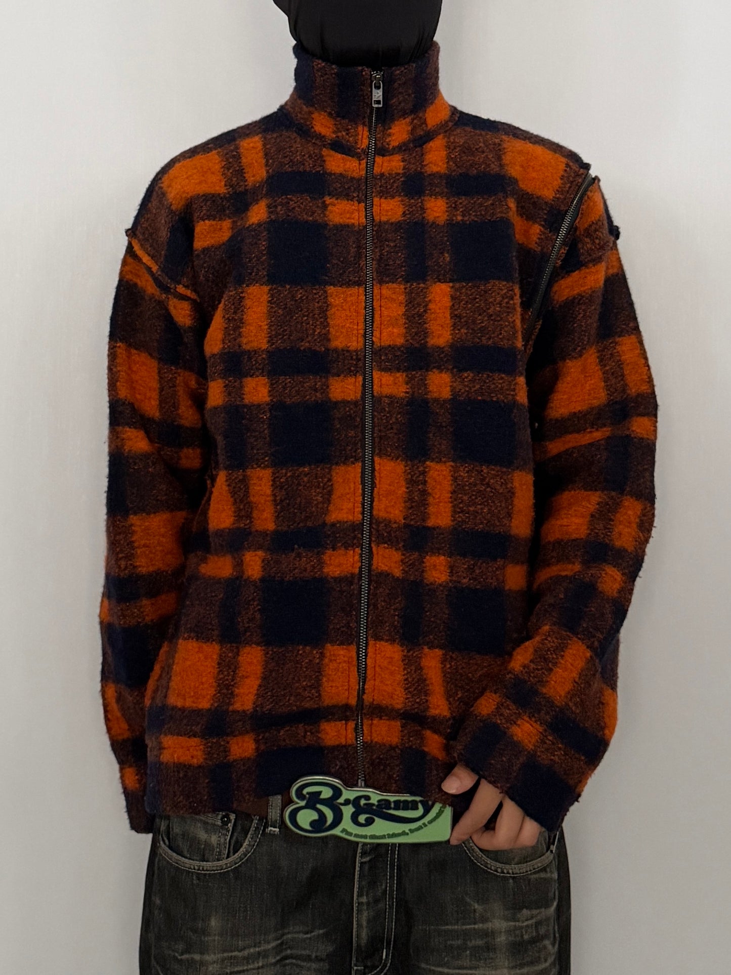 Zadig & Voltaire Multi Check Zip Wool Jacket Size XS