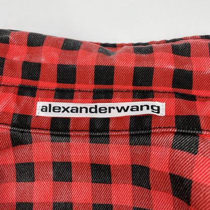 ALEXANDER WANG Red Block Check Oversized Jacket Size S