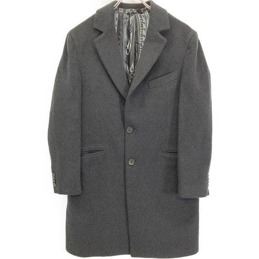 ETRO Gray Cashmere Paisley Lining Long Coat Size 50