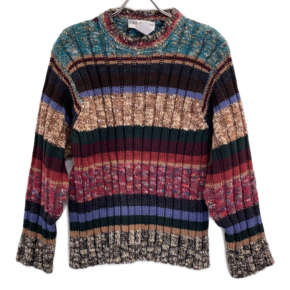 DOLCE&GABBANA Multi-color Striped Wool Sweater Size 46
