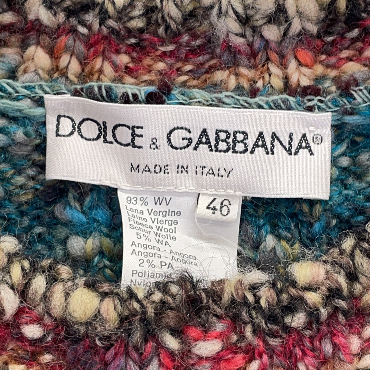 DOLCE&GABBANA Multi-color Striped Wool Sweater Size 46