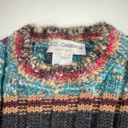 DOLCE&GABBANA Multi-color Striped Wool Sweater Size 46