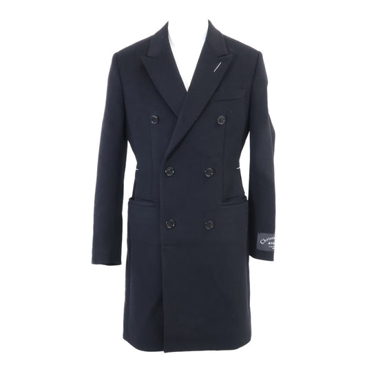 Dior HOMME Virgin Wool Cashmere Double Coat Black Size 48